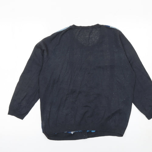 Brora Women's Blue Striped Linen Cotton Silk Cardigan Size 14