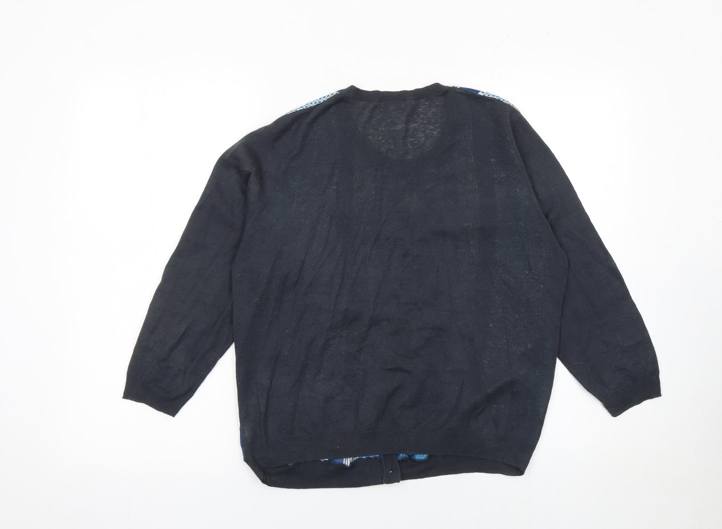 Brora Women's Blue Striped Linen Cotton Silk Cardigan Size 14