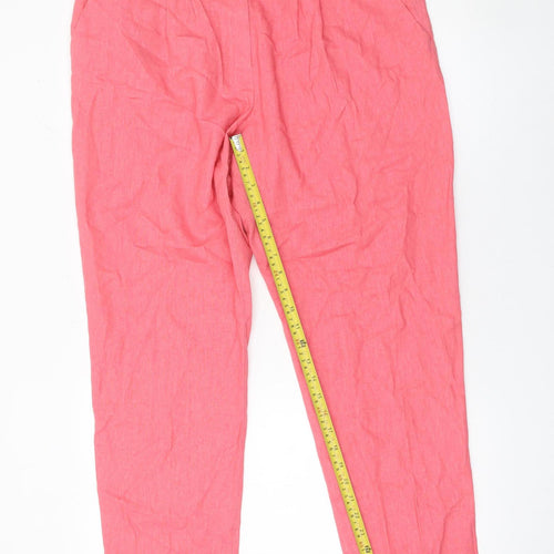 M&Co Women’s Pink Linen Blend Chino Trousers Size 16