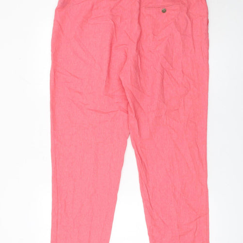 M&Co Women’s Pink Linen Blend Chino Trousers Size 16