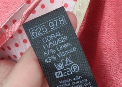 M&Co Women’s Pink Linen Blend Chino Trousers Size 16