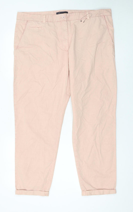 Marks and Spencer Womens Beige Chino Trousers Size 18 Regular