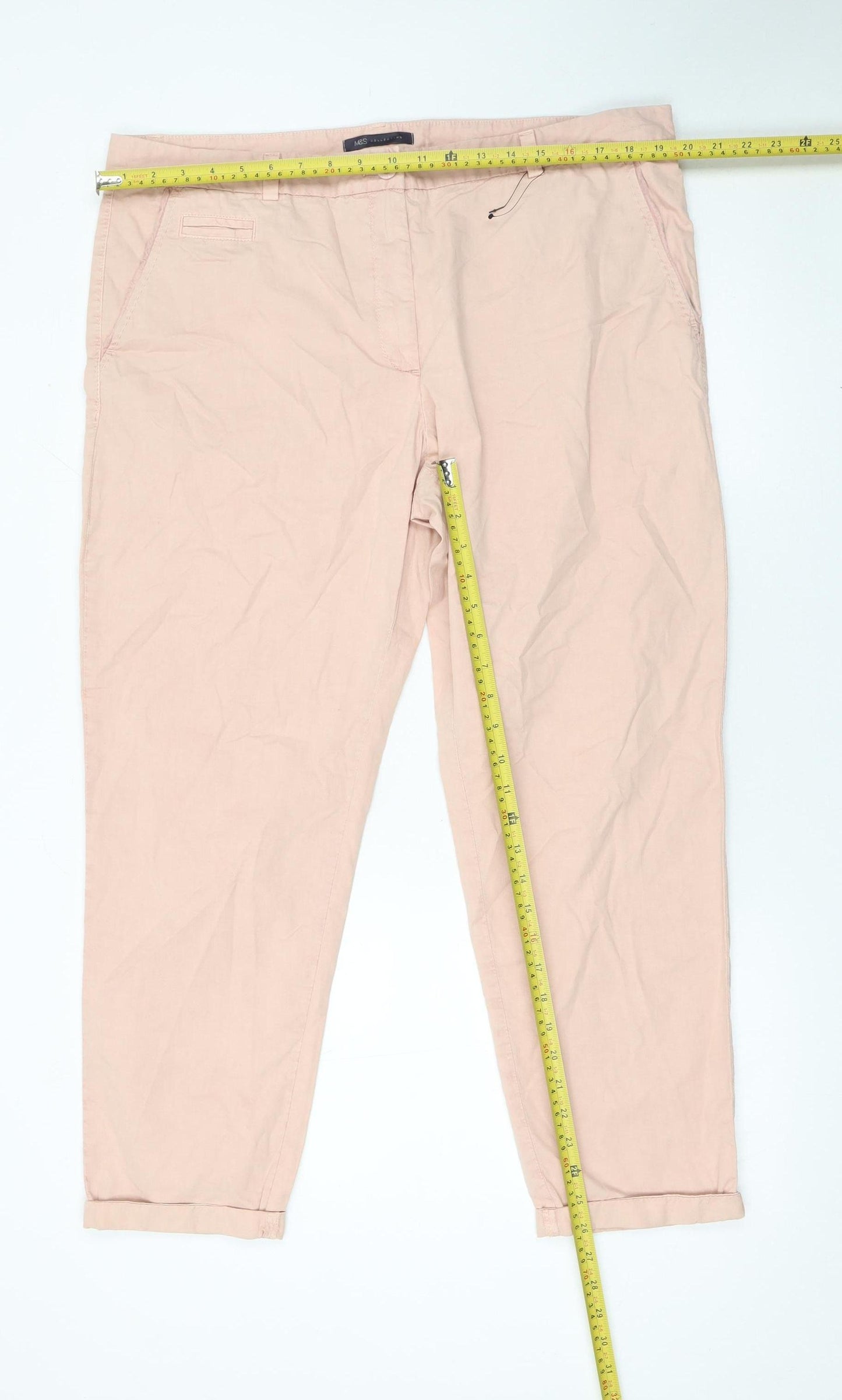 Marks and Spencer Womens Beige Chino Trousers Size 18 Regular