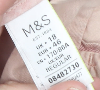 Marks and Spencer Womens Beige Chino Trousers Size 18 Regular