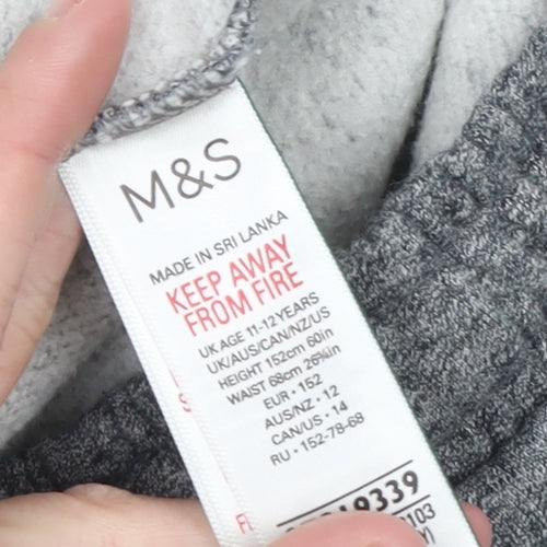 Marks and Spencer Boys Grey Jogger Trousers 11-12 Years Cotton Blend