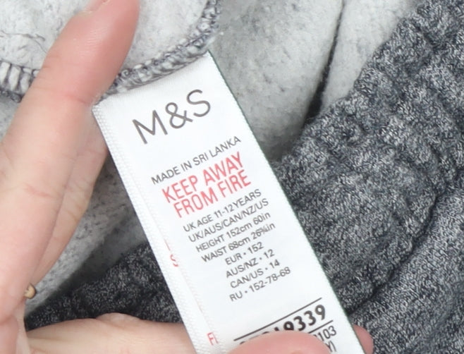 Marks and Spencer Boys Grey Jogger Trousers 11-12 Years Cotton Blend