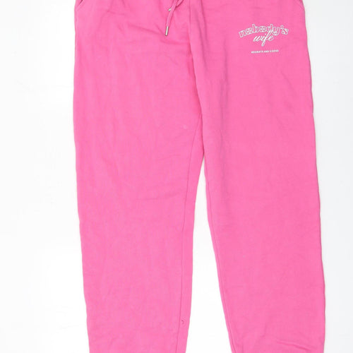Noughts & Kisses Women's Pink Cotton Sweatpants L Casual