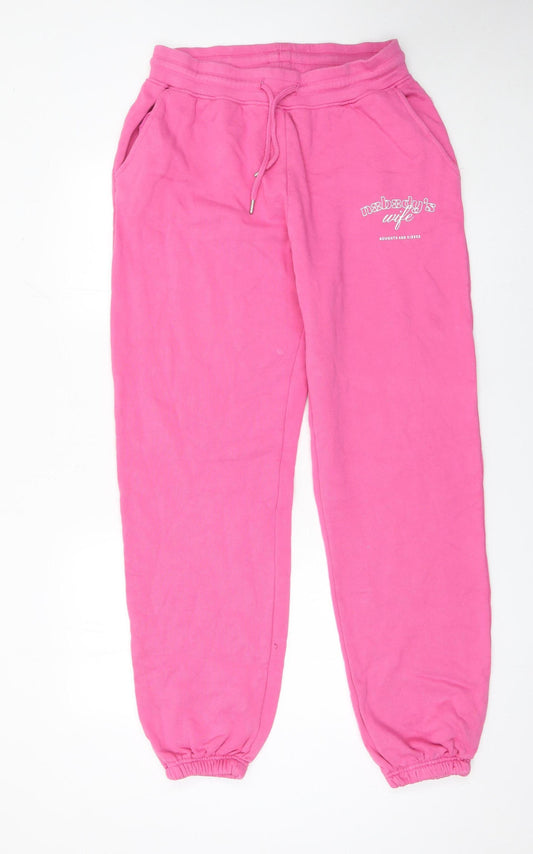 Noughts & Kisses Women's Pink Cotton Sweatpants L Casual