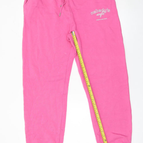 Noughts & Kisses Women's Pink Cotton Sweatpants L Casual