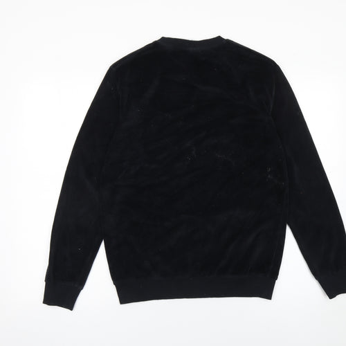 Zara Women's Black Velvet Pullover Sweatshirt with Gold Embellished Horse Design Size S