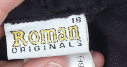 Roman Originals Womens Black Velvet A-Line Skirt Size 18 Beaded Design