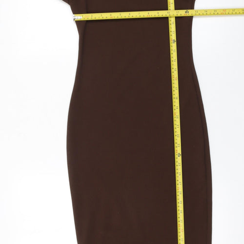 I Saw It First Women's Brown Bodycon Midi Roll Neck Dress Size 6