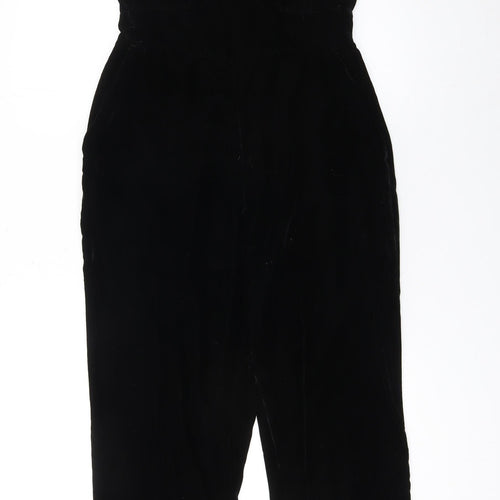 H&M Womens Black Velvet Lace V-Neck Jumpsuit Size 10