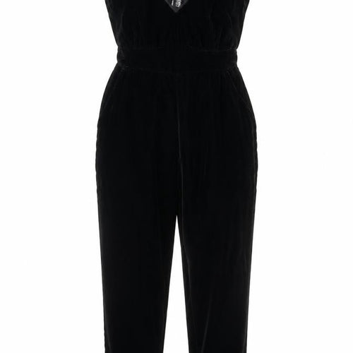 H&M Womens Black Velvet Lace V-Neck Jumpsuit Size 10