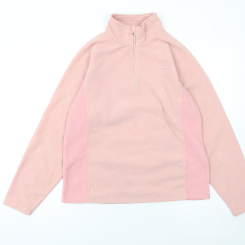 Quba & Co Women Pink Fleece 1/2 Zip Pullover Sweatshirt Size 12