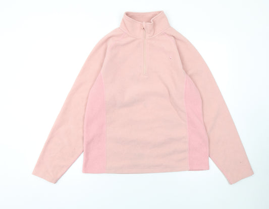 Quba & Co Women Pink Fleece 1/2 Zip Pullover Sweatshirt Size 12