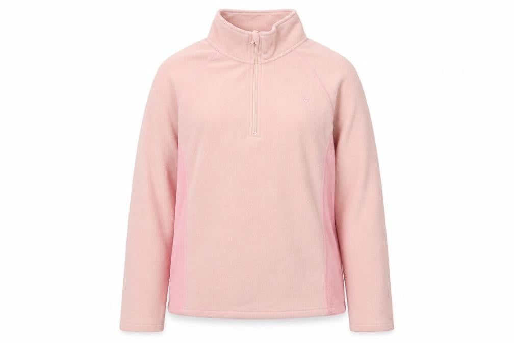 Front view of Quba & Co Women Pink Fleece 1/2 Zip Pullover Sweatshirt, size 12