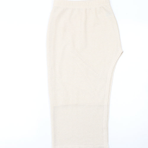 SHEIN Women’s Beige Midi Knit Pencil Skirt XS Lightweight Stretch