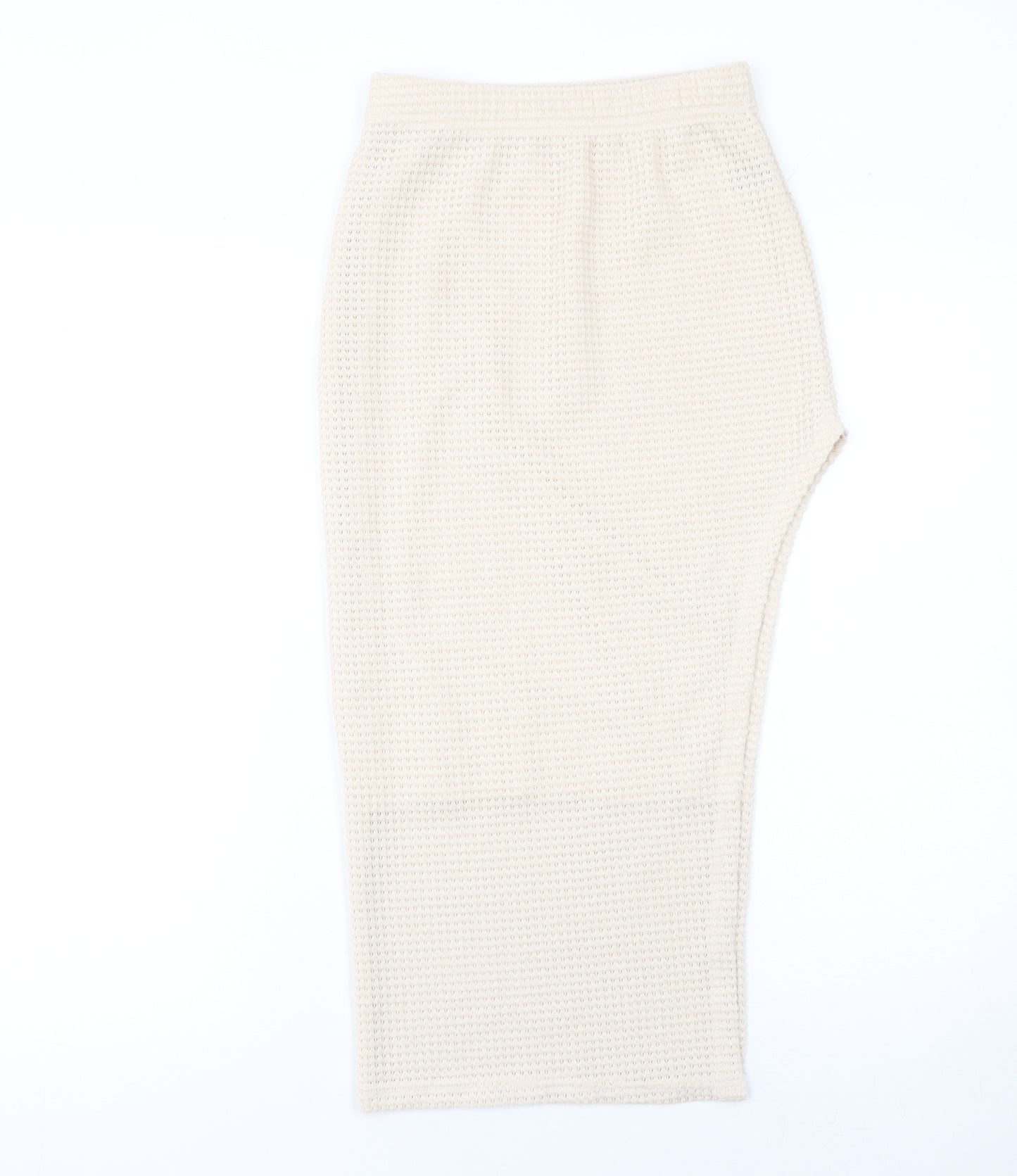 SHEIN Women’s Beige Midi Knit Pencil Skirt XS Lightweight Stretch