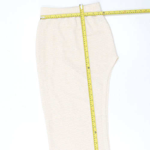 SHEIN Women’s Beige Midi Knit Pencil Skirt XS Lightweight Stretch