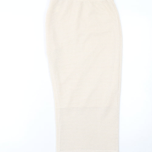 SHEIN Women’s Beige Midi Knit Pencil Skirt XS Lightweight Stretch