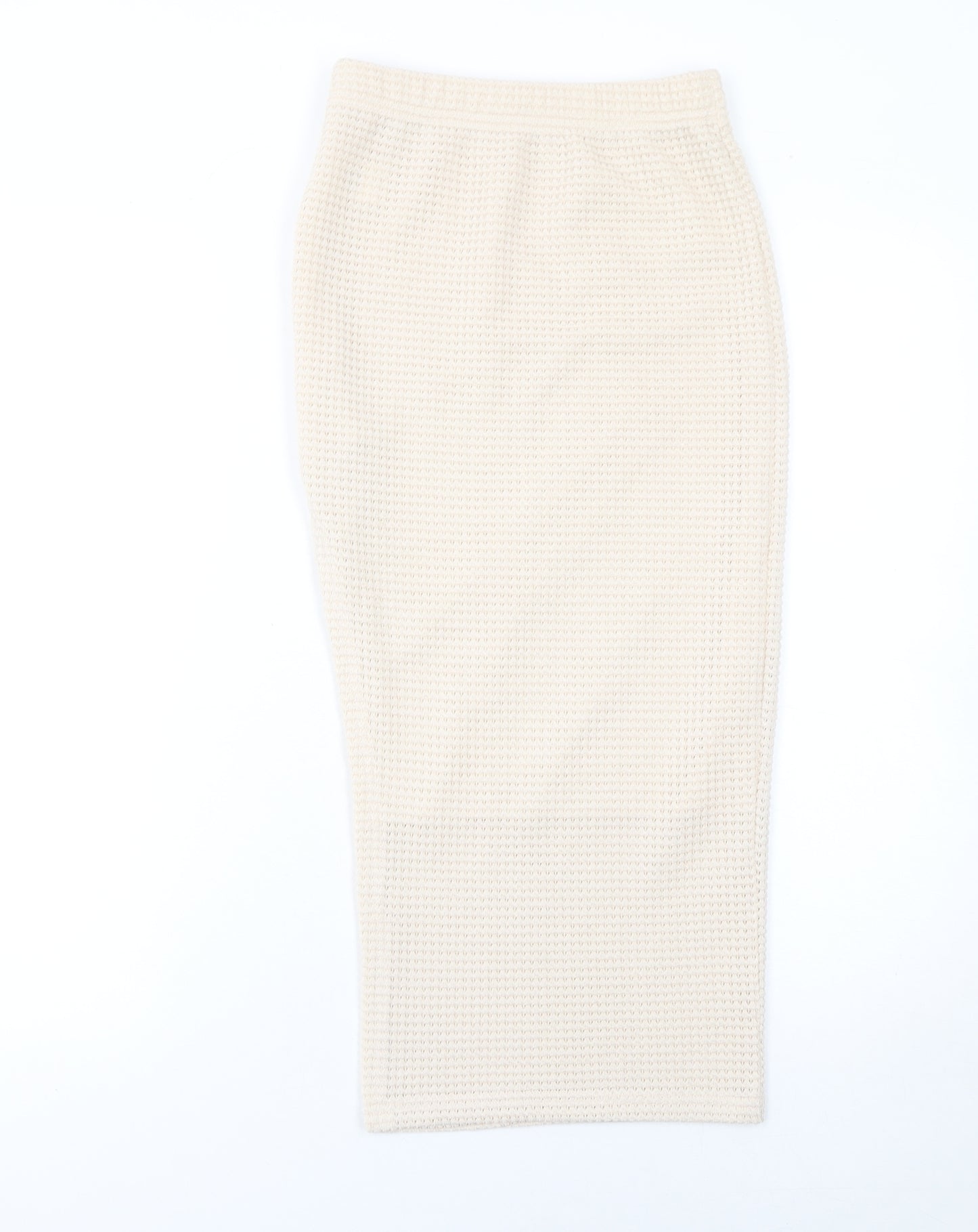 SHEIN Women’s Beige Midi Knit Pencil Skirt XS Lightweight Stretch