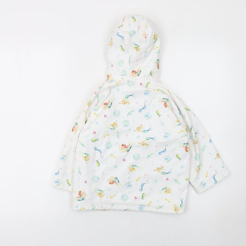 Powell Craft Girls White Mermaid Waterproof Hooded Rain Coat 2-3 Years