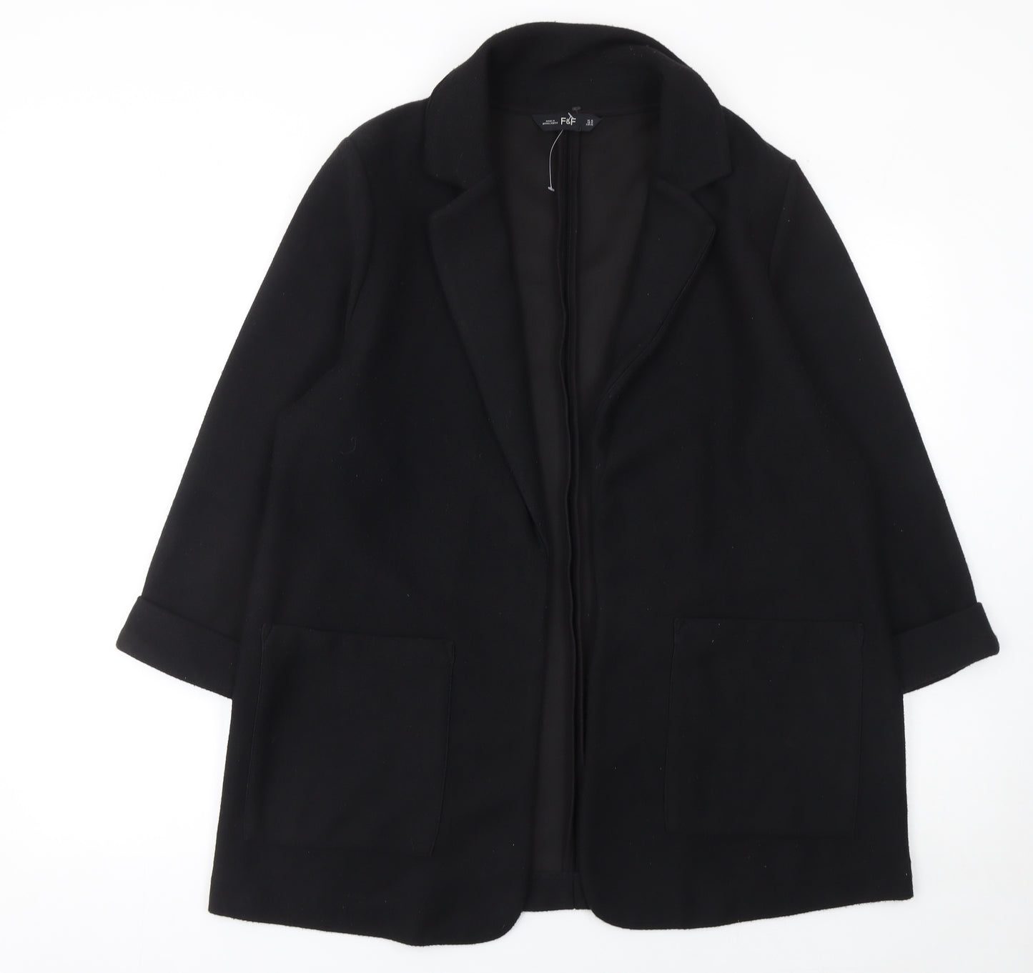 F&F Women Black Size 16 Blazer Jacket Mid-Length Single Breasted