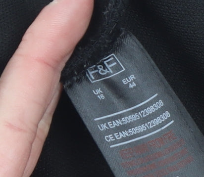 F&F Women Black Size 16 Blazer Jacket Mid-Length Single Breasted