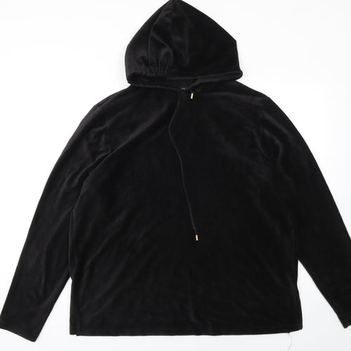 Dorothy Perkins Womens Black Velour Long Sleeve Pullover Hoodie UK 16