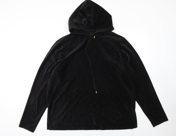 Dorothy Perkins Womens Black Velour Long Sleeve Pullover Hoodie UK 16