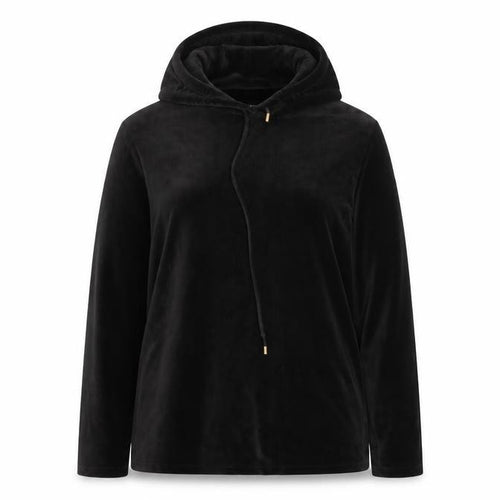 Dorothy Perkins Womens Black Velour Long Sleeve Pullover Hoodie UK 16