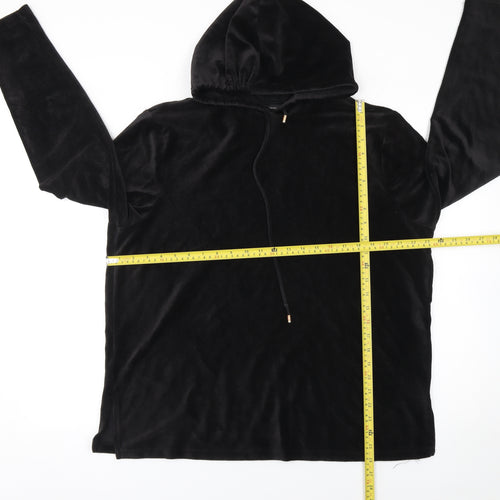 Dorothy Perkins Womens Black Velour Long Sleeve Pullover Hoodie UK 16
