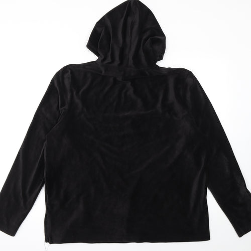 Dorothy Perkins Womens Black Velour Long Sleeve Pullover Hoodie UK 16