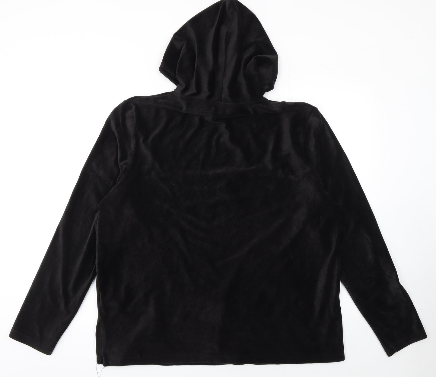 Dorothy Perkins Womens Black Velour Long Sleeve Pullover Hoodie UK 16