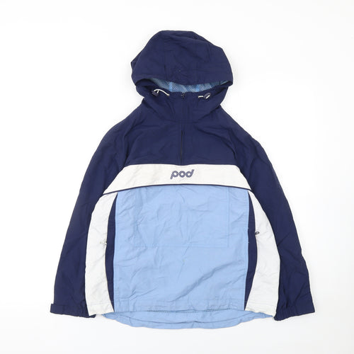 Pod Boys Blue Colourblock Hooded Nylon Anorak Jacket Size 12 Years