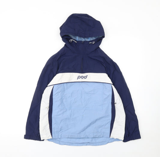 Pod Boys Blue Colourblock Hooded Nylon Anorak Jacket Size 12 Years