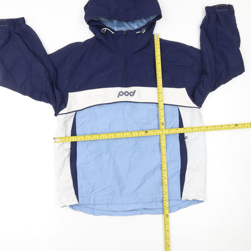 Pod Boys Blue Colourblock Hooded Nylon Anorak Jacket Size 12 Years