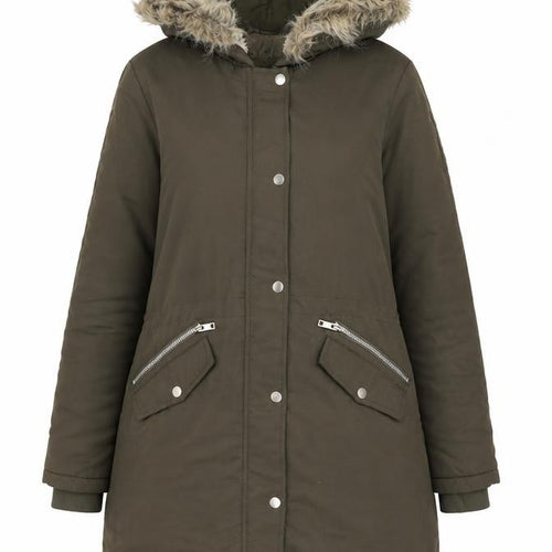 B.YOU Women’s Green Faux Fur Trim Long Parka Coat Size 12