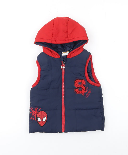 Marvel Boys Blue Red Spider-Man Hooded Bodywarmer 3-4 Years