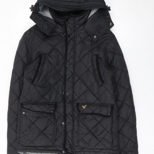 Voi Jeans Men's Black Hooded Quilted Puffer Jacket Size M