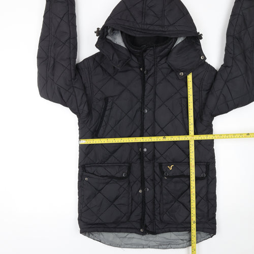 Voi Jeans Men's Black Hooded Quilted Puffer Jacket Size M