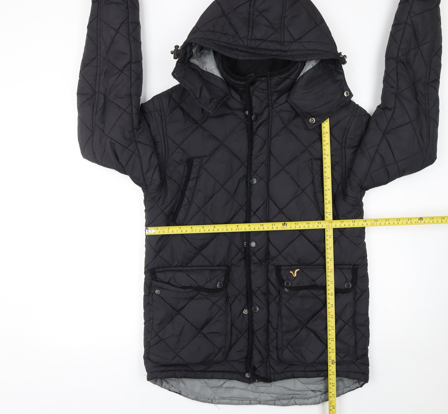 Voi Jeans Men's Black Hooded Quilted Puffer Jacket Size M