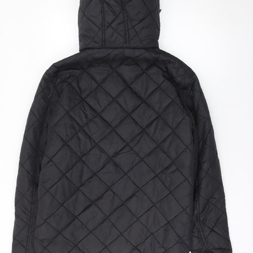 Voi Jeans Men's Black Hooded Quilted Puffer Jacket Size M