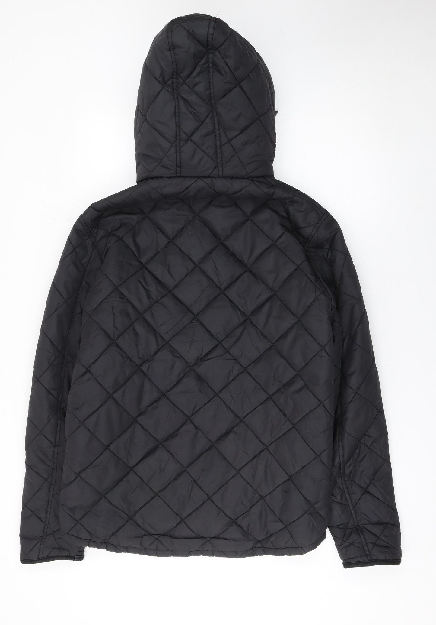 Voi Jeans Men's Black Hooded Quilted Puffer Jacket Size M