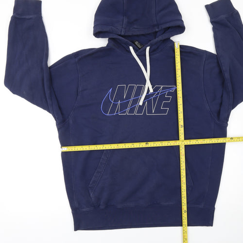 Nike Men's Blue Pullover Hoodie L Logo Fleece Sweatshirt