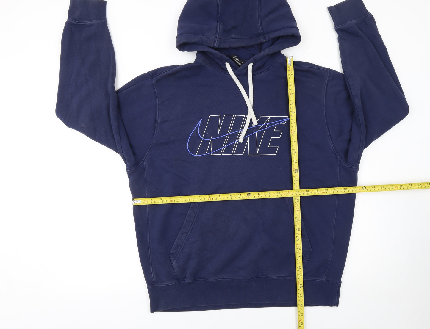 Nike Men's Blue Pullover Hoodie L Logo Fleece Sweatshirt