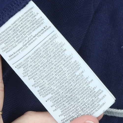 Nike Men's Blue Pullover Hoodie L Logo Fleece Sweatshirt