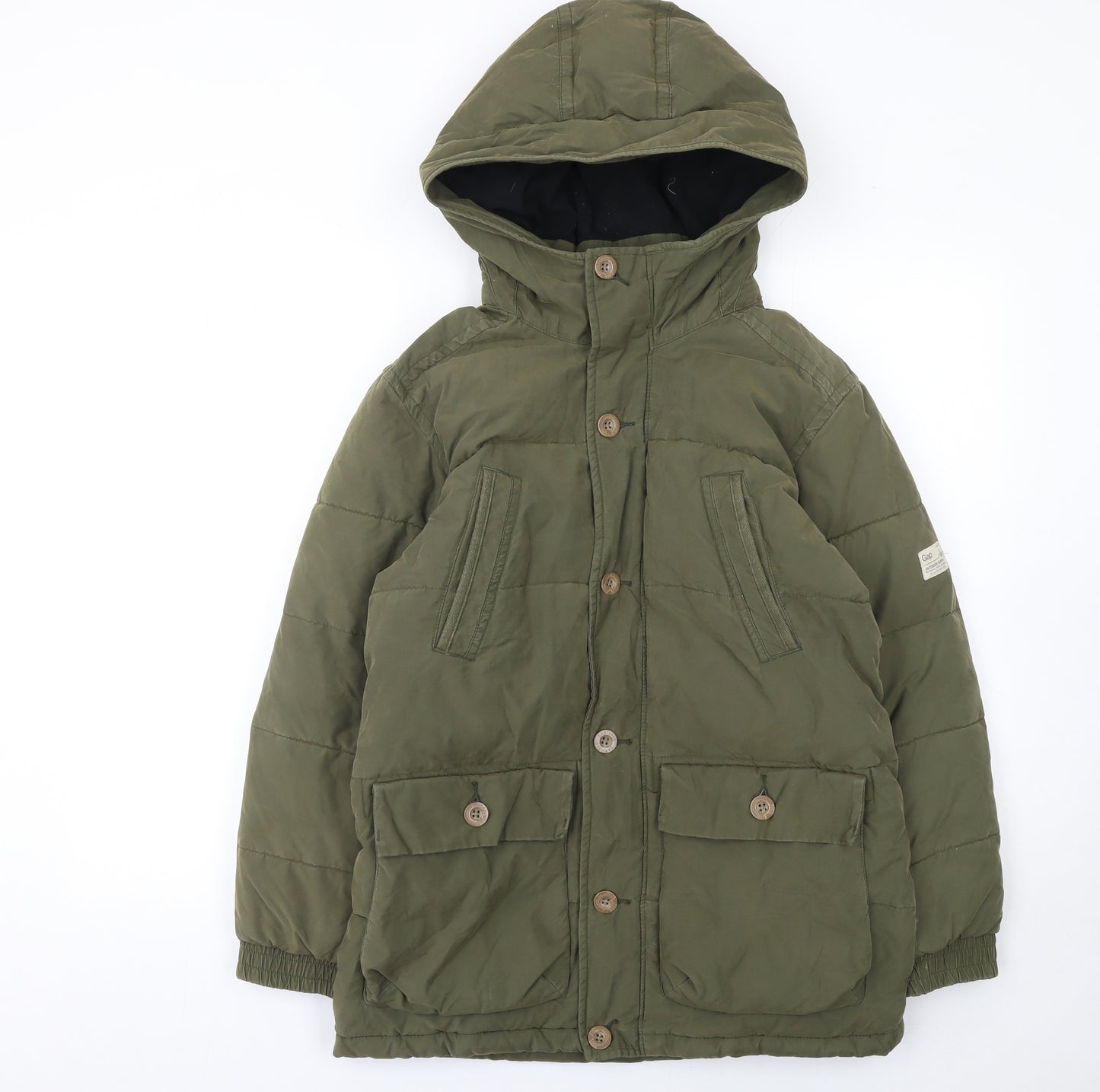 Gap Kids Boys Green Hooded Puffer Jacket 12-13 Years Winter Coat