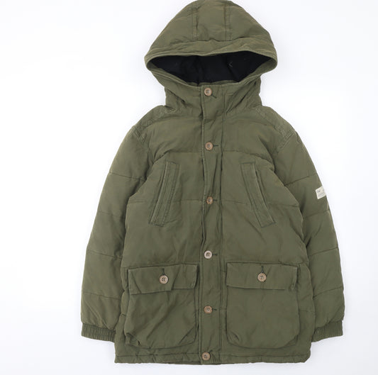 Gap Kids Boys Green Hooded Puffer Jacket 12-13 Years Winter Coat